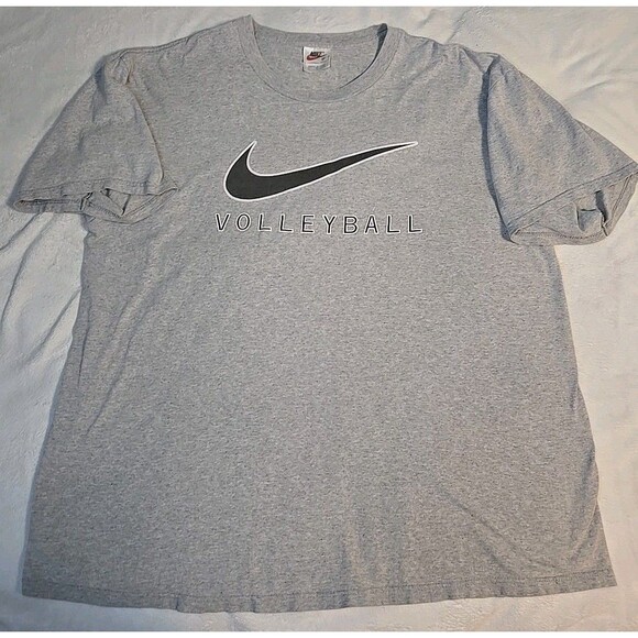Vintage Nike Swoosh Volleyball T-Shirt, Sz XL, Gray, Made In The USA - Picture 1 of 7